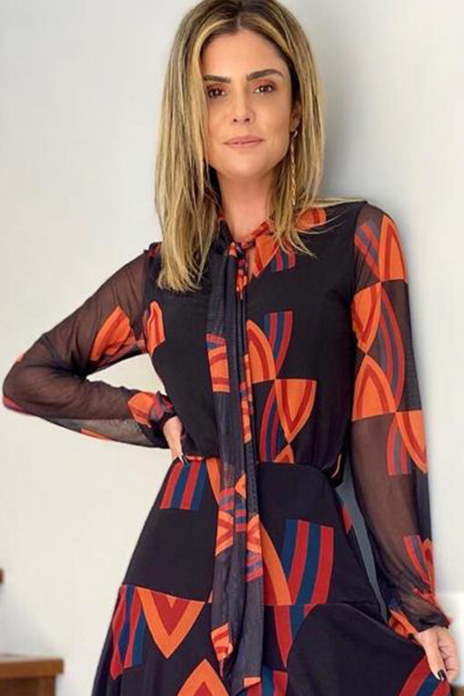 Blusa de tule com decote tipo cachecol /372BLB-60