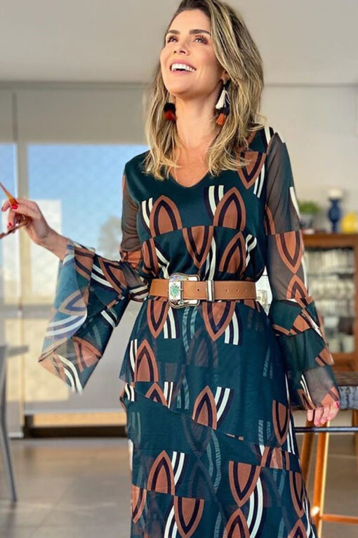 Blusa de tule com decote V /373BVB093