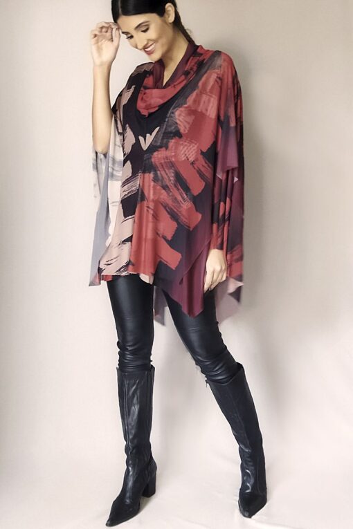 Poncho em tule com gola boba /310PGB25