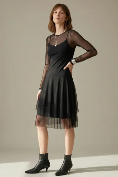 Vestido de tule com decote canoa /370PTO