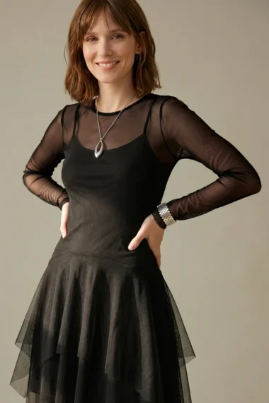 Alternative view of Vestido de tule com decote canoa /370PTO