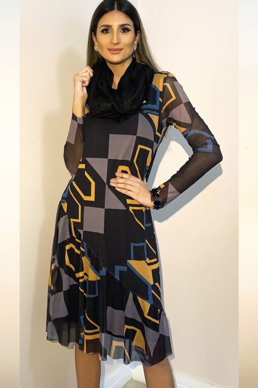 Vestido de tule midi com corte diagonal / 375VLB-33