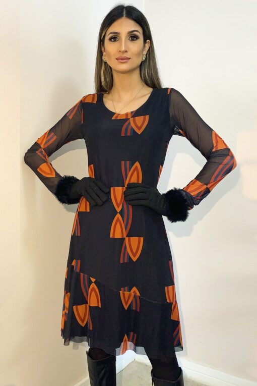 Vestido de tule com barra transversal / 51TAS-60