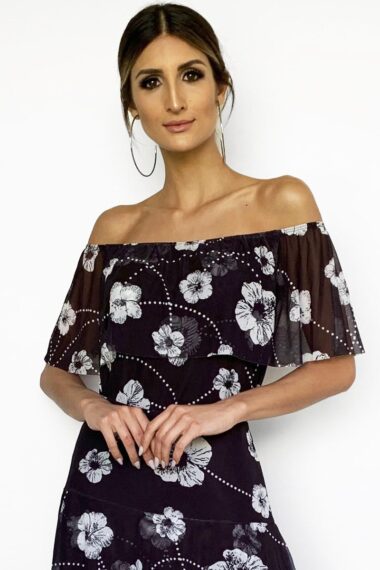 Blusa de tule com babado no decote /345BCG-120