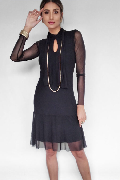 Vestido de tule peplum com laço /302PTO