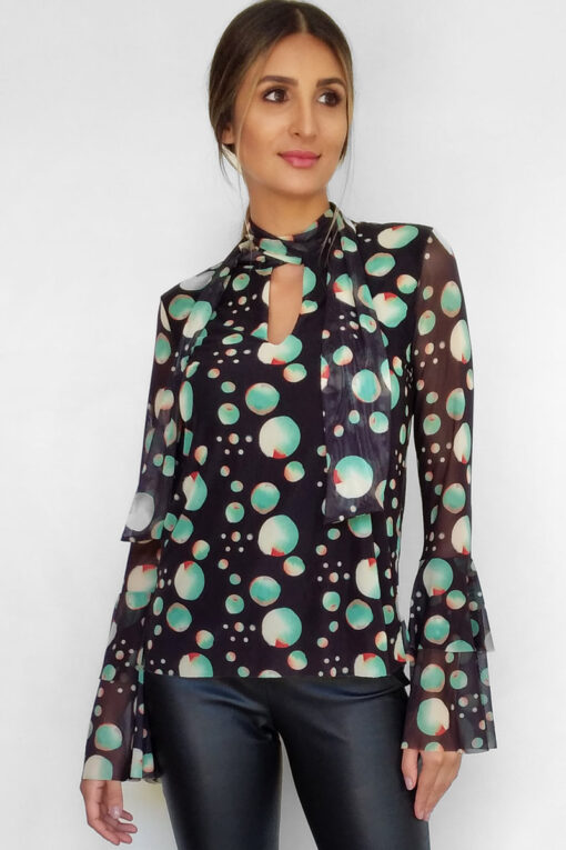 Blusa de Tule com laço e jabôs /315BJB-95