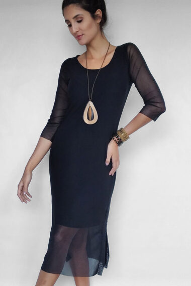 Alternative view of Vestido de tule reto com fenda lateral / 318PTO