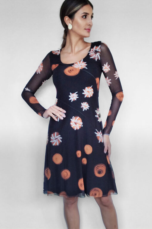 Vestido de tule com cortes diagonais /367VMD-111