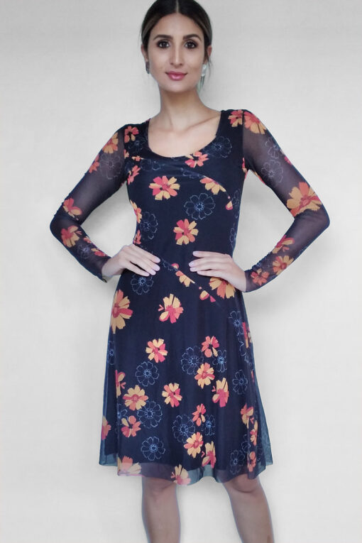 Vestido de tule com cortes diagonais /367VMD-125