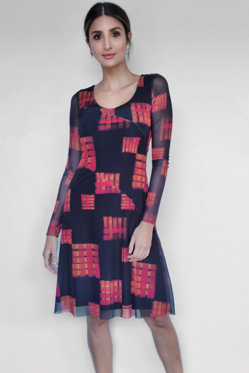 Vestido de tule com cortes diagonais /367VMD-129