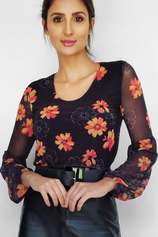 Blusa de tule decote U /403BMB-125