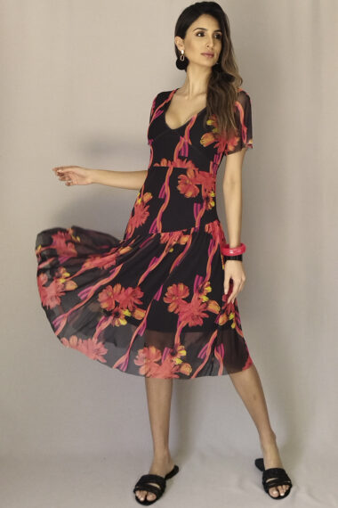 Vestido de tule com corte franzido /388VBP143