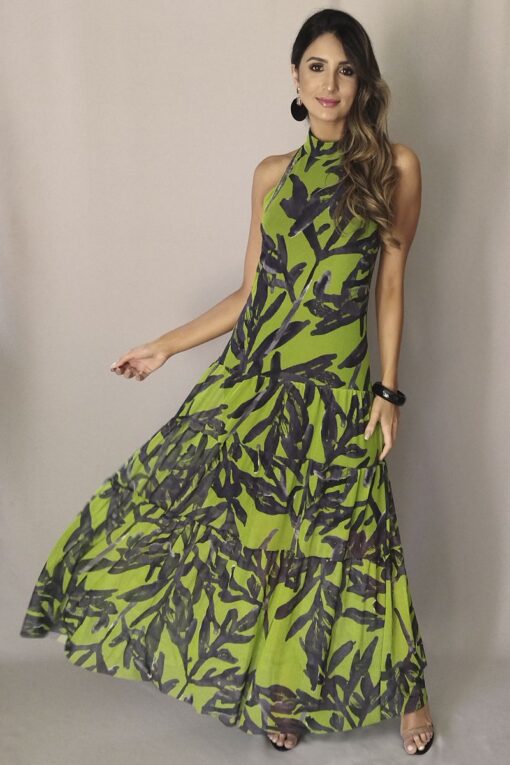 Vestido longo com gola alta /331VLG171