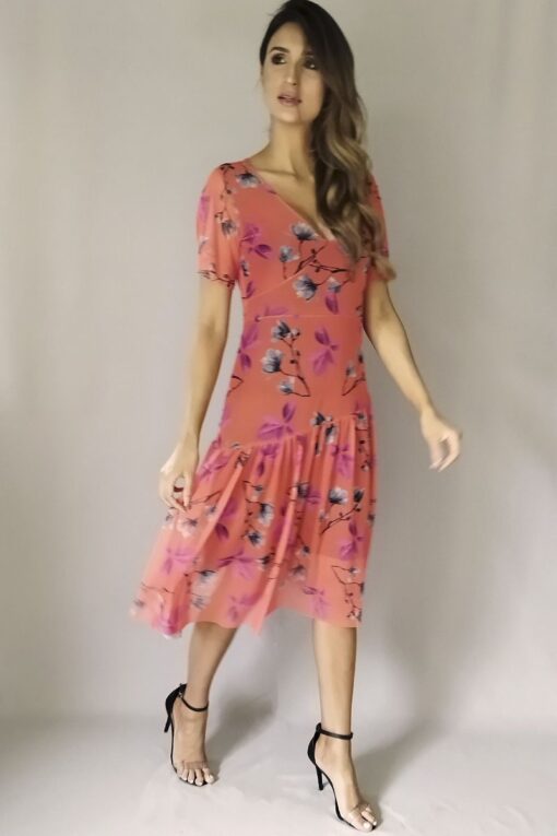 Vestido de tule com corte franzido /388VBP172