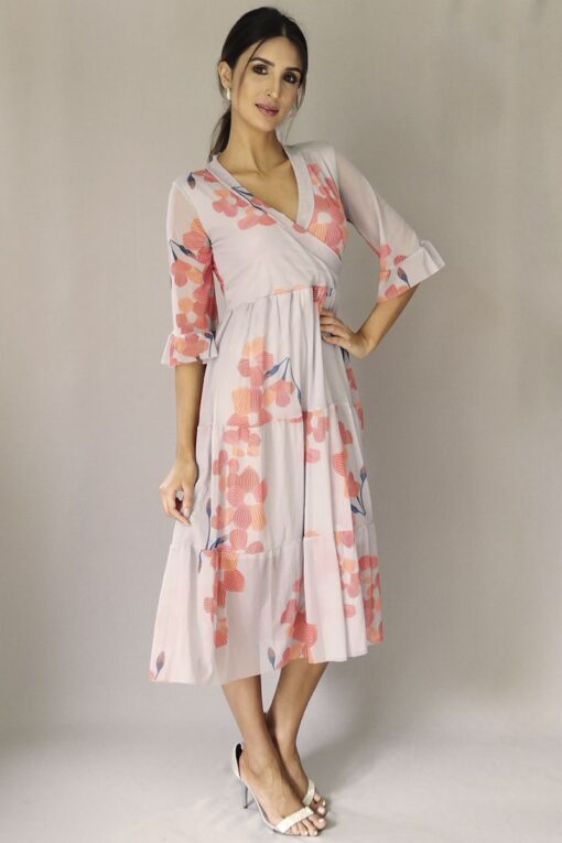 Vestido de tule midi transpassado /416VCC118