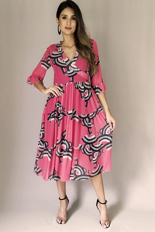 Vestido de tule midi transpassado /416VCC164