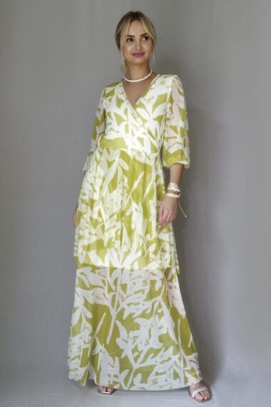 Vestido de tule longo com frente transpassada /422VTL179