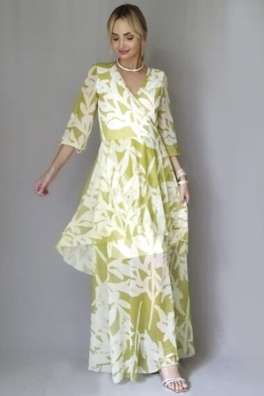 Alternative view of Vestido de tule longo com frente transpassada /422VTL179