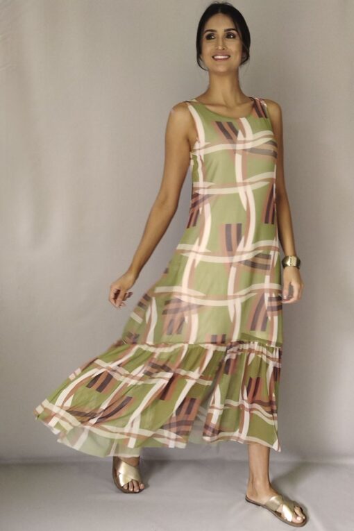 Vestido estilo boho maxi com fenda /423VBF251