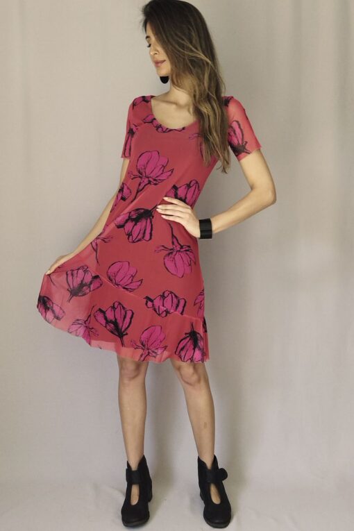 Vestido de tule com barra transversal /064TAC24
