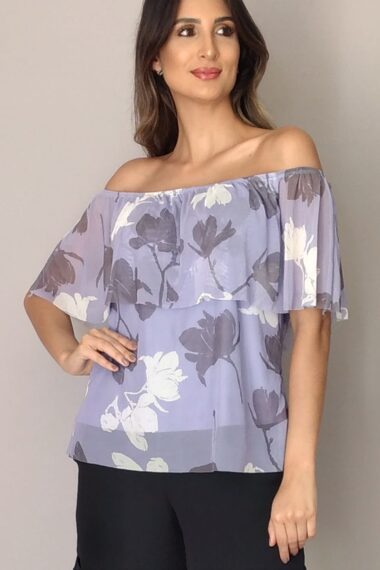 Blusa de tule com babado no decote /345BCG178