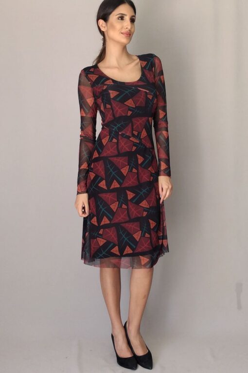 Vestido de tule midi com cortes diagonais /367VMD-18