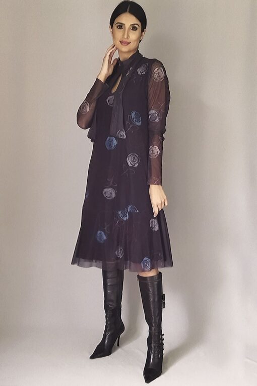 Vestido de tule peplum com laço /302VPL27-2
