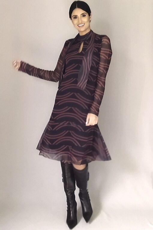 Vestido de tule peplum com laço /302VPL50