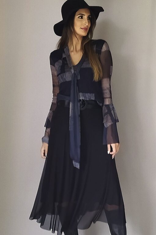 Blusa de Tule com laço e jabôs / 315BJB067
