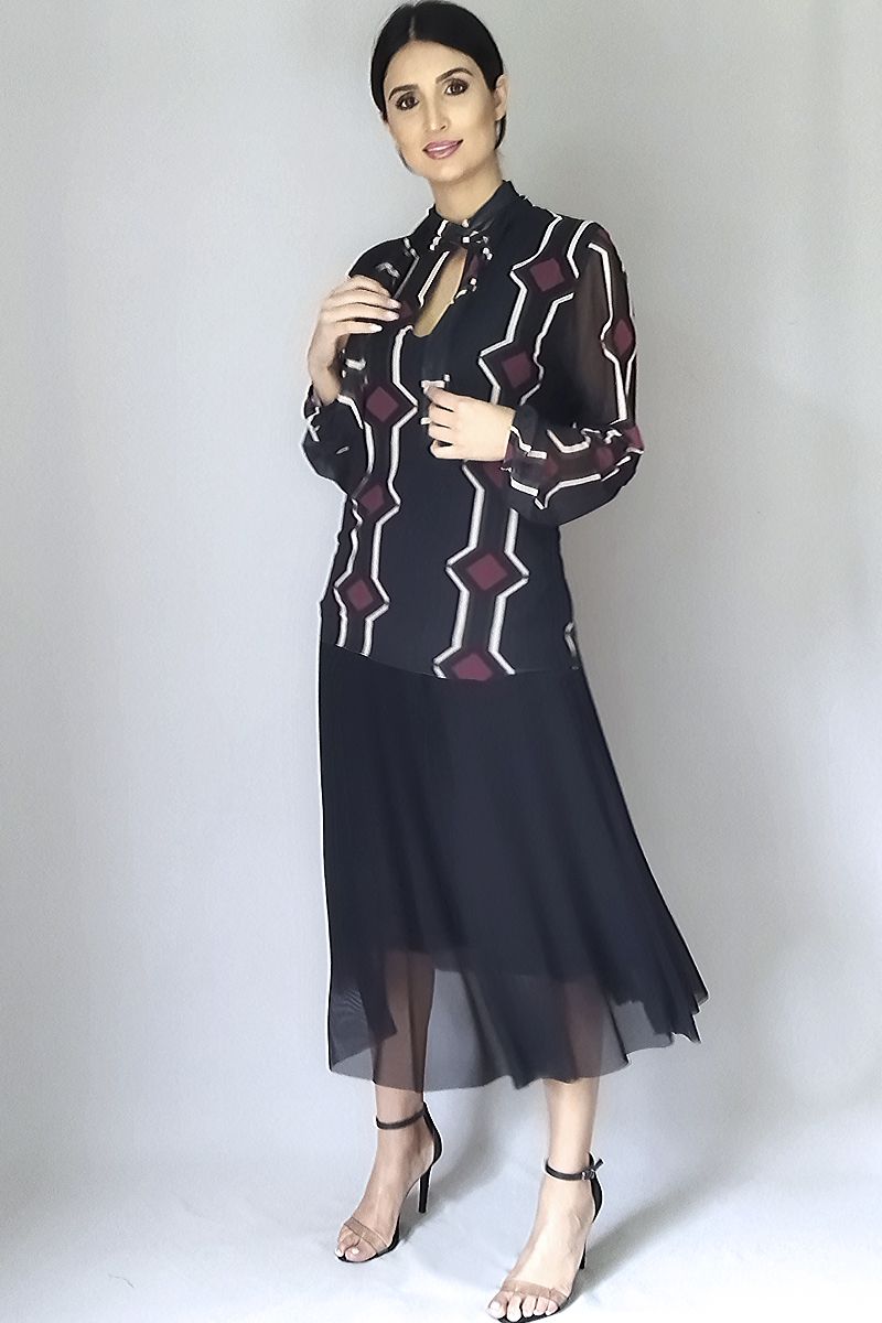 Blusa de tule com decote tipo cachecol /372BLB17-4 - Imagem 2