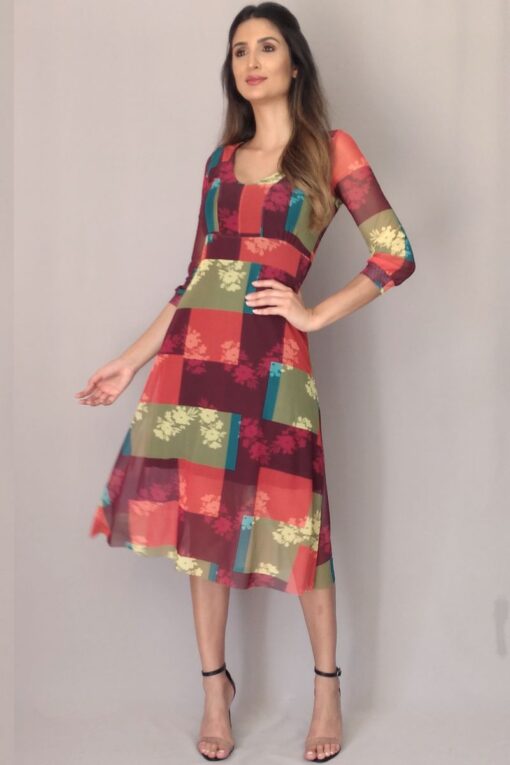 Vestido de tule midi manga bufante /418VMH70