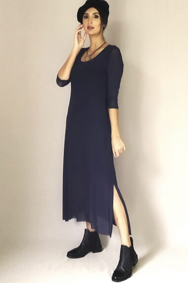 Vestido de tule midi com fendas laterais /436AZ1