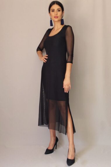 Vestido de tule midi com fendas laterais /436PTO