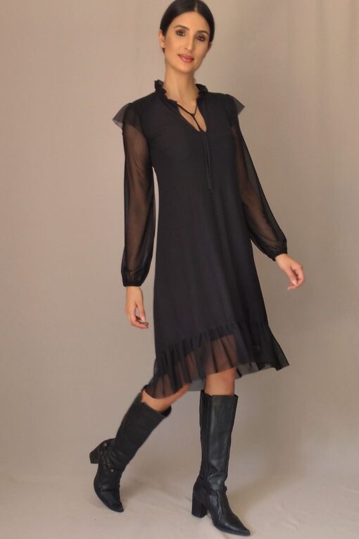 Vestido de tule evasê estilo boho /442PTO