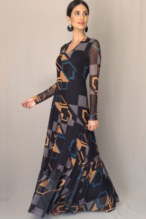 Vestido de tule longo com corte diagonal - 448VLB33