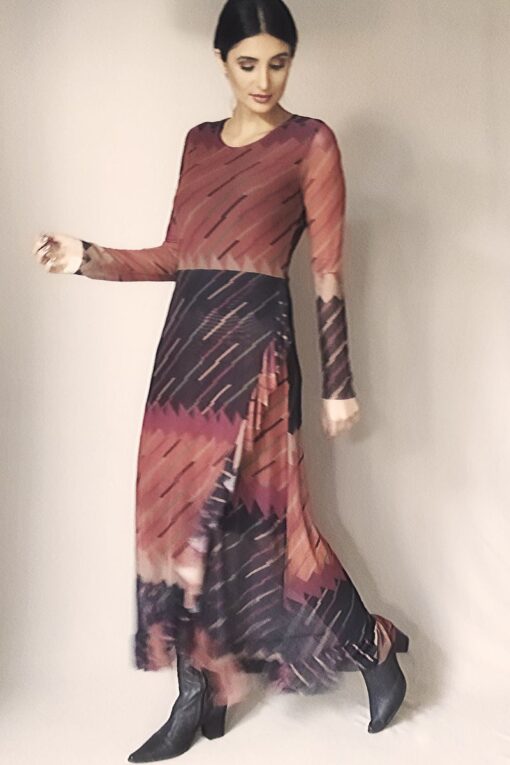 Vestido de tule boho decote redondo /326VST08