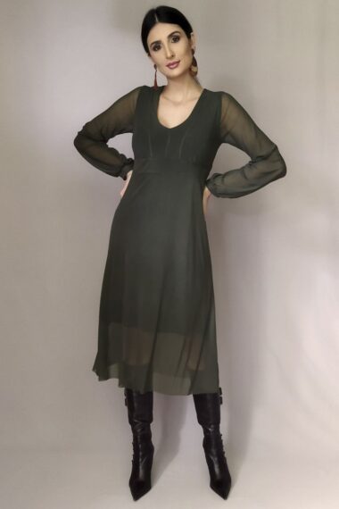 Vestido de tule midi acinturado /425VD1