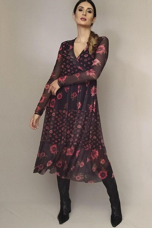Vestido midi com decote transpassado /426VTC224