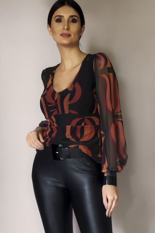 Blusa de tule decote U /440BDU219