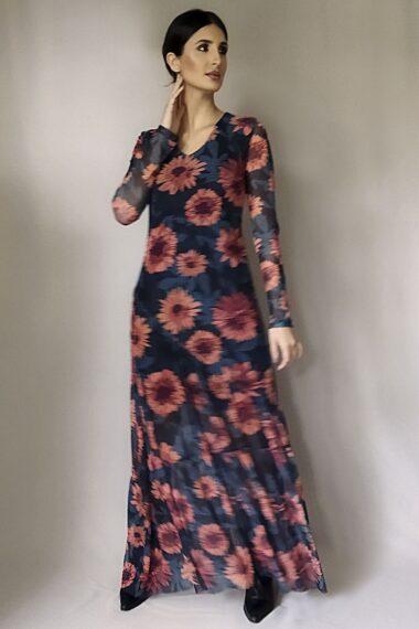 Alternative view of Vestido de tule longo com corte diagonal /448VLB210