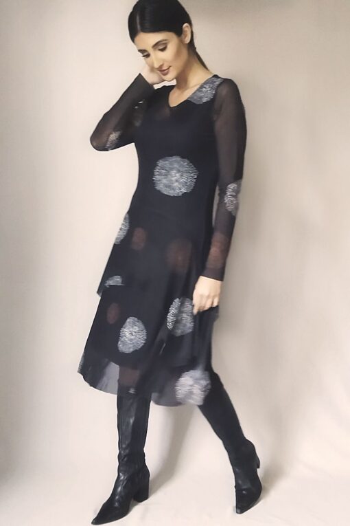 Vestido de tule midi com decote canoa /370VLC57