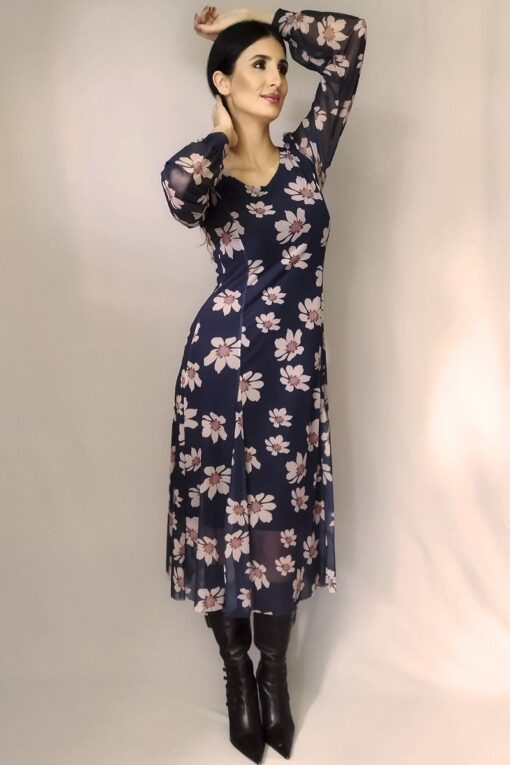 Vestido de tule midi com nesgas /433VLP217