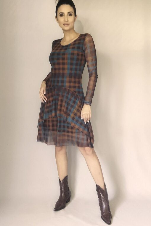 Vestido de tule midi com decote canoa /370VLC212