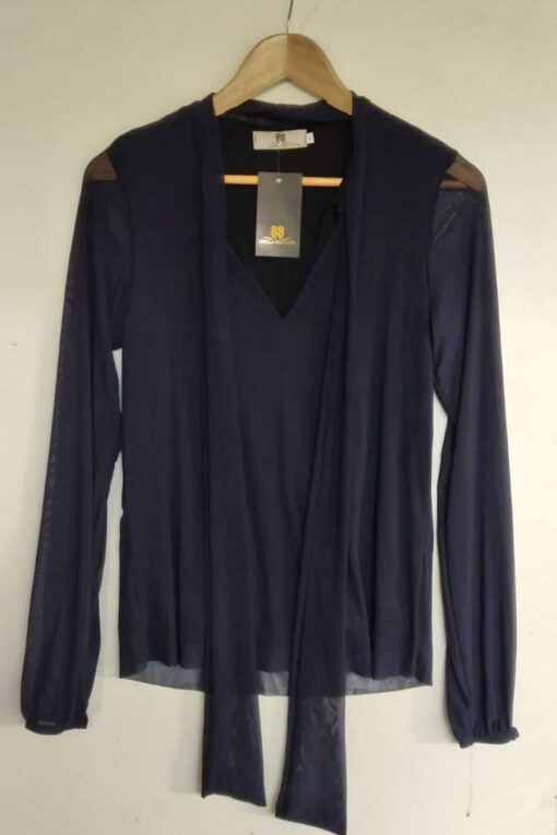 Blusa de tule com decote tipo cachecol /372AZ1