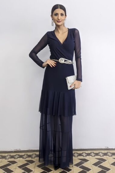 Alternative view of Vestido de tule longo transpassado /420AZ1