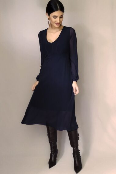 Vestido de tule midi acinturado /425AZ1