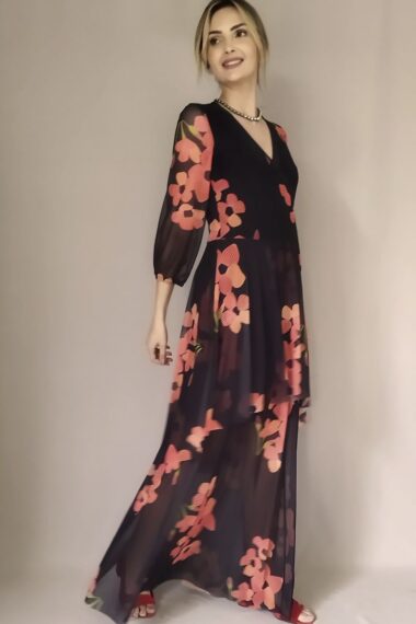 Alternative view of Vestido de tule longo com frente transpassada /422VTL112