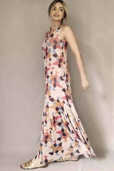 Vestido de tule longo com ajuste amarração /466VCG243