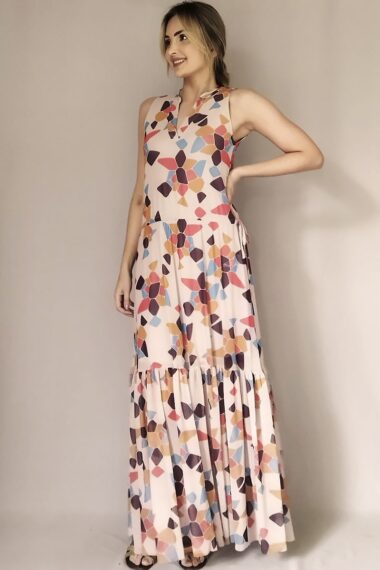 Alternative view of Vestido de tule longo com ajuste amarração /466VCG243