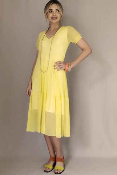 Vestido de tule midi manga bufante /467AMA